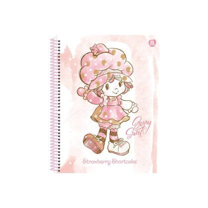 Caderno Espiral Capa Dura Colegial 160 Folhas Rosa Moranguinho Animativa
