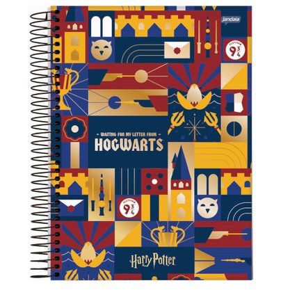 Caderno Espiral Univ CD 96fls Azul Harry Potter Jandaia