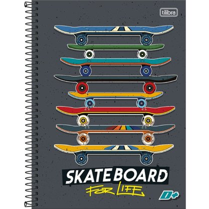 Caderno Espiral Univ CD 320fls Skate Cinza D+ Tilibra