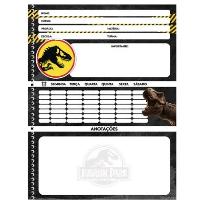 Caderno Espiral Universitário 160 Fls Cinza Jurassic Park Animativa
