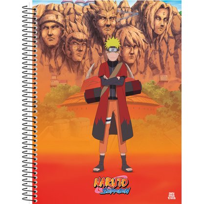 Caderno Espiral Universitário 80 Folhas Laranja Modo Sabio Naruto Shippuden Animativa