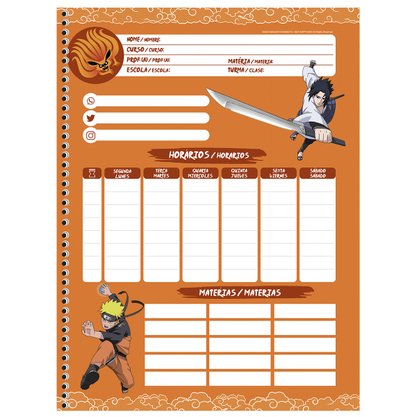 Caderno Espiral Universitário 80 Folhas Laranja Modo Sabio Naruto Shippuden Animativa