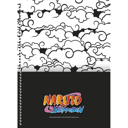Caderno Espiral Universitário 80 Folhas Preto Naruto Sasuke Obito Naruto Shippuden Animativa
