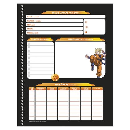 Caderno Espiral Universitário 80 Folhas Verde Goku e Freeza Dragon Ball Z Animativa