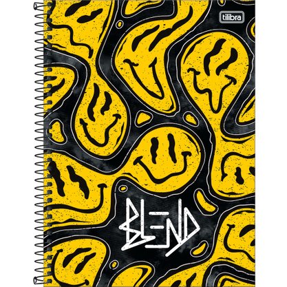 Caderno Espiral Universitário Capa Dura 160 Folhas Amarelo Emoji Smile Hype Tilibra