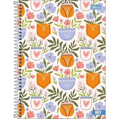 Caderno Esp Univ CD 192 Fls Branco Flores HIT Tilibra