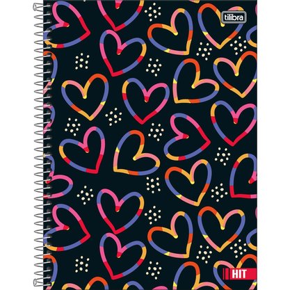 Caderno Esp Univ CD 192 Fls Preto Coração HIT Tilibra