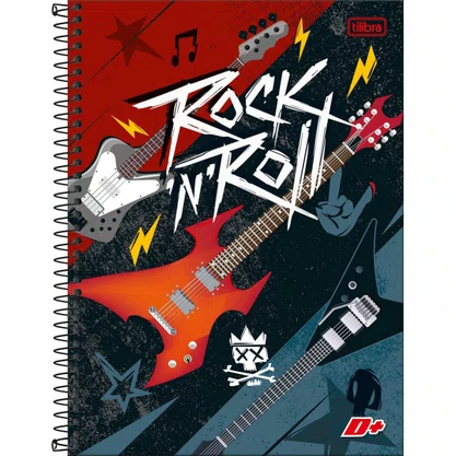 Caderno Espiral Universitário Capa Dura 200 Fls Colorido Rock D+ Tilibra