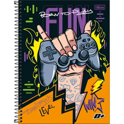 Caderno Espiral Universitário Capa Dura 200 Fls  Laranja Game D+ Tilibra