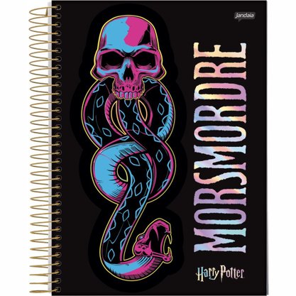 Caderno Espiral Universitário Capa Dura 200 folhas Pink Marca Da Morte Harry Potter Jandaia