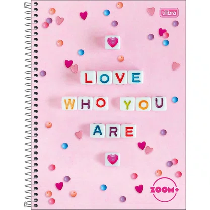 Caderno Espiral Universitário Capa Dura 200 Folhas Rosa Love Zoom+ Tilibra