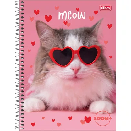 Caderno Espiral Universitário Capa Dura 240 Folhas Love Gatinho Zoom+ Tilibra