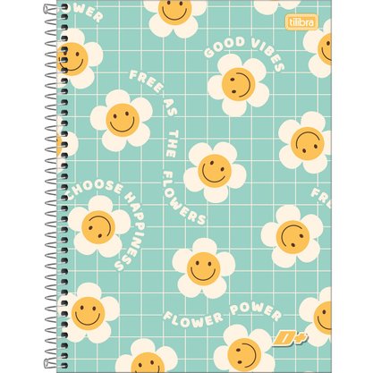 Caderno Espiral Universitário Capa Dura 320 Fls Verde Flores D+ Tilibra