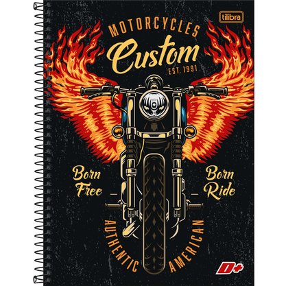 Caderno Esp Univ CD 400Fls Preto Moto Custom D+ Tilibra