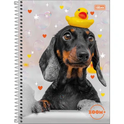 Caderno Espiral Universitário Capa Dura 400 Folhas Cinza Cachorro Zoom+ Tilibra