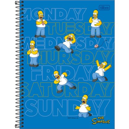 Caderno Espiral Univ CD 80fls Azul Simpsons Tilibra