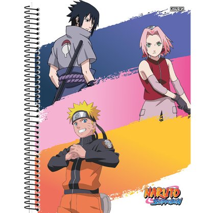 Caderno Espiral Univ CD 80fls Branco Naruto São Domingos