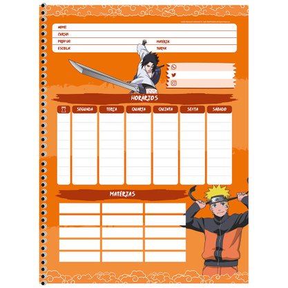 Caderno Espiral Univ CD 80fls Kurama Naruto São Domingos