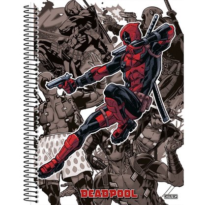 Caderno Espiral Univ CD 80fls Preto Deadpool São Domingos