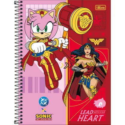 Caderno Espiral Universitário Capa Dura 80 Folhas Rosa Amy Sonic Tilibra