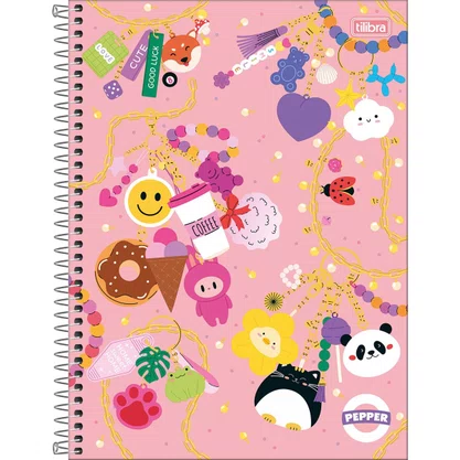 Caderno Espiral Universitário Capa Dura 80 folhas Rosa Pepper Tilibra