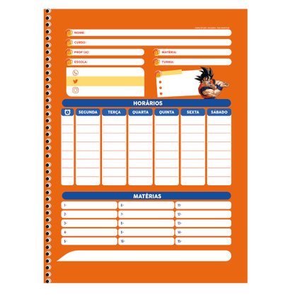 Caderno Espiral Univ CD 80fls Preto Goku Dragon Ball SD