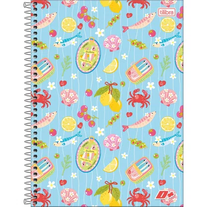 Caderno Espiral Universitário Capa Dura 96 Fls Azul Peixe D+ Tilibra