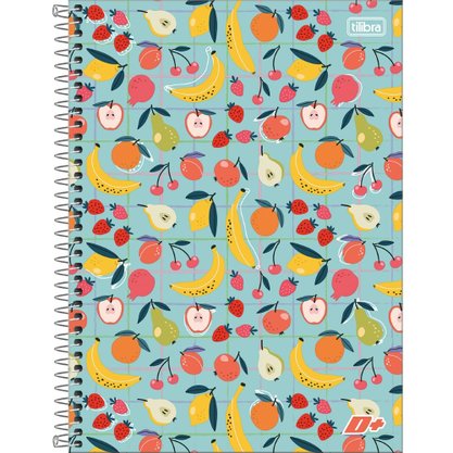 Caderno Espiral Univ CD 96fls Azul e Frutas D+ Tilibra