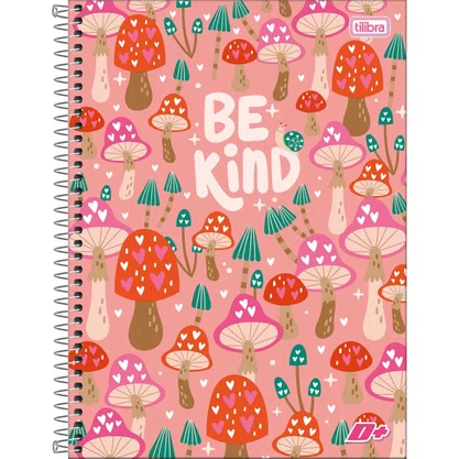 Caderno Espiral Universitário Capa Dura 96 Fls Rosa Cogumelos D+ Tilibra