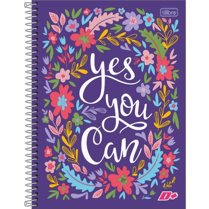 Caderno Espiral Univ CD 96fls Roxo e Flores D+ Tilibra