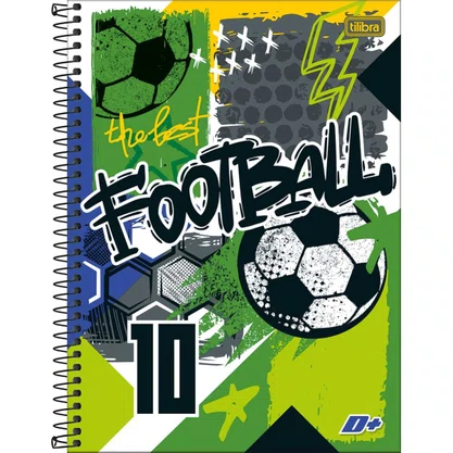 Caderno Espiral Universitário Capa Dura 96 Fls Verde Football D+ Tilibra