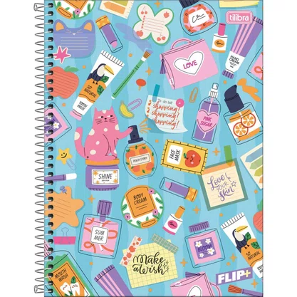 Caderno Espiral Universitário Capa Dura 96 Folhas Azul Flip Tilibra