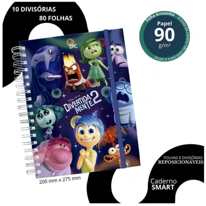 Caderno Inteligente Smart Divertidamente Universitário 80 Folhas 90g 200x275mm Ref. 5034 DAC