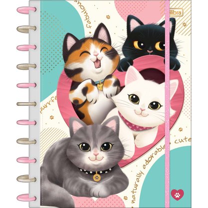 Caderno Inteligente Tilidisco Universitário 160 Folhas Colorido Purrfect Cat Tilibra