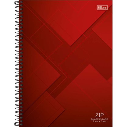 Caderno Quadriculado 7mm x 7mm Espiral Universitário Capa Dura 96 folhas Vermelho Zip Tilibra