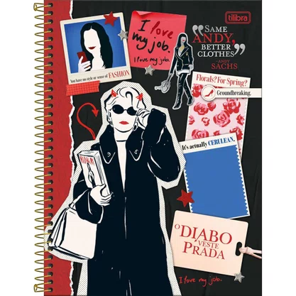 Caderno Universitário 160 Fls Preto O Diabo Veste Prada Tilibra