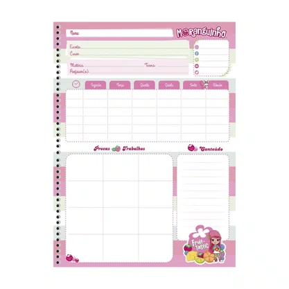 Caderno Universitário 80 Folhas Rosa Moranguinho Moranguinho Animativa