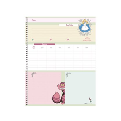 Caderno Universitário Capa Dura 160 Folhas Preto The Original Alice Animativa