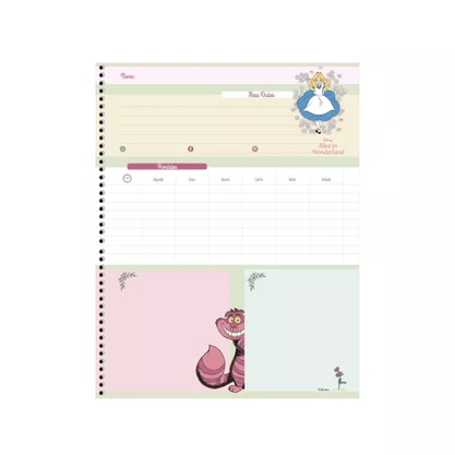 Caderno Universitário Capa Dura 160 Folhas Preto The Original Alice Animativa
