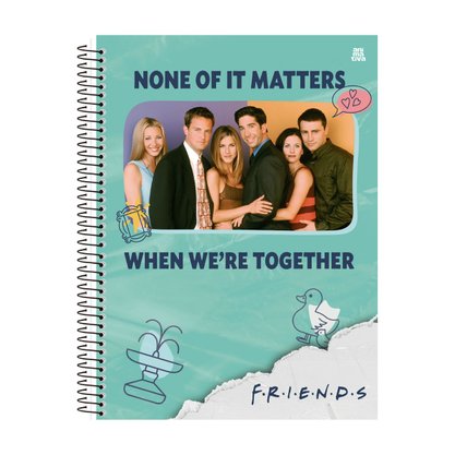 Caderno Universitário Capa Dura 160 Folhas Verde Friends *Inclui Pôster Animativa