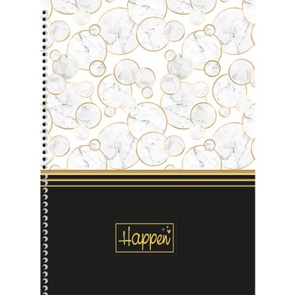 Caderno Universitário Capa Dura 80 Fls Dourado Listras Happen São Domingos