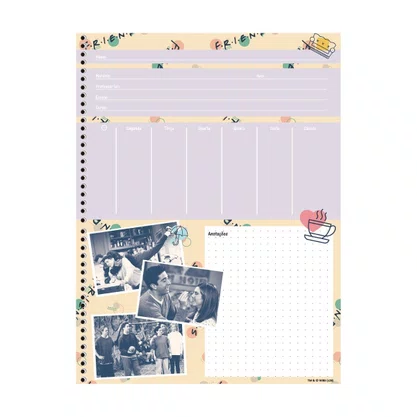 Caderno Universitário Capa Dura 80 Folhas Rosa Friends *Inclui Pôster Animativa