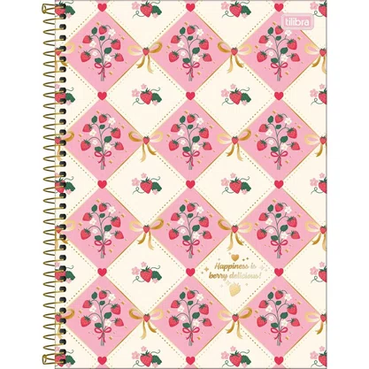 Caderno Univ CD Be Berry Branco Morangos 80 Fls Tilibra