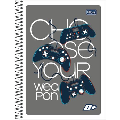 Caderno Espiral Univ 96fls Cinza Controles D+ Tilibra