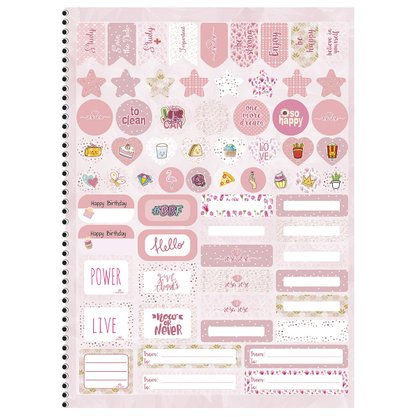 Caderno Universitário Espiral 80 Folhas Ondas Rosa Rose Animativa