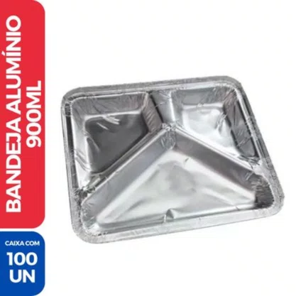 Caixa Bandeja Alumínio Com Divisória 900ml Life Clean