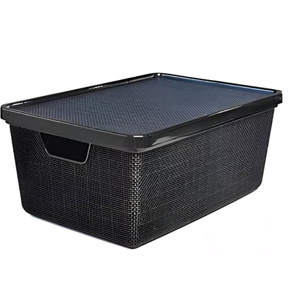 Caixa Organizadora Plástica Rattan Preta 02L ARQPLAST
