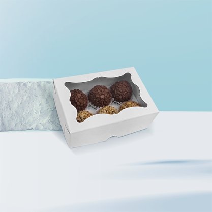 Caixa para 06 Doces com Visor Branco Unidade Conceito