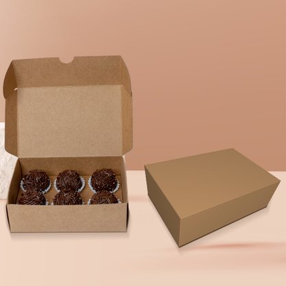 Caixa para 06 Doces Sem Visor Kraft Unidade Conceito