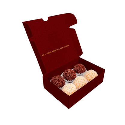Caixa para 06 Doces Sem Visor Marrom Malbec Unidade Conceito